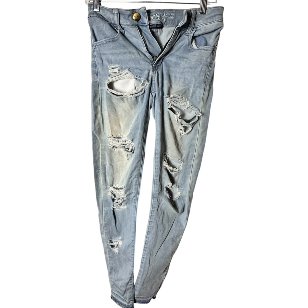 American Eagle Outfitters Light Blue Super Stretch  Skinny Denim Sz 2